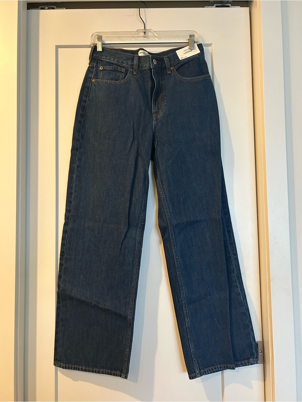 Abercrombie & Fitch Dark Blue High Rise Loose Denim Jeans Short Length